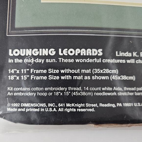 Vintage Dimensions Counted Cross Stitch Kit 3719 Leopards Lounging 90s - Picture 4 of 8